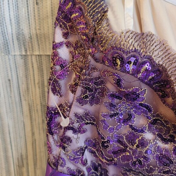 NWT Roberta Off the Shoulder Floral Lace Rhinestone Satin Party Mini Dress Small - Picture 8 of 12